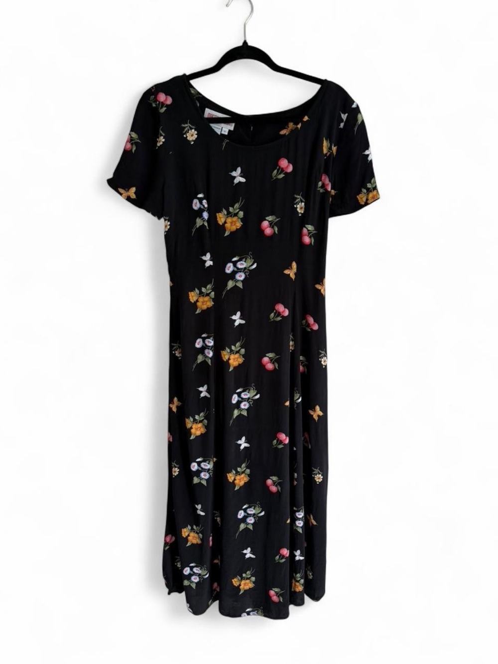 Vintage 90s Maggy London Midi Dress Cherry Print